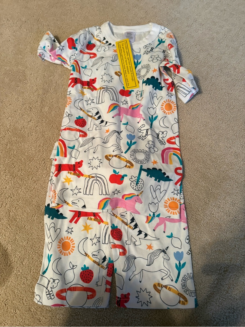 Hanna Anderson White Kids' Unicorn & Rainbow Printed pajamas
